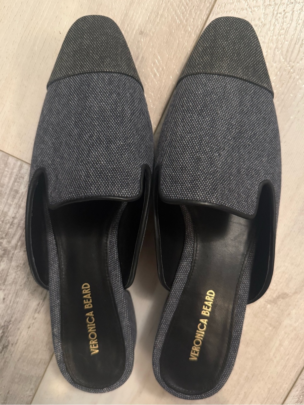 Veronica Beard Denim-Textured Slip-On Mules Size 6.5 Brand New!
